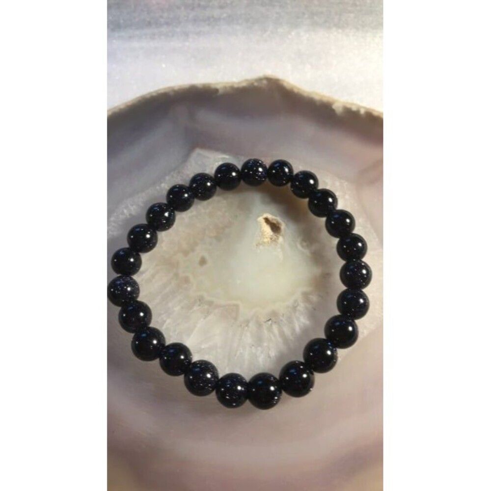 Blue Sandstone Beaded Stretch Bracelet